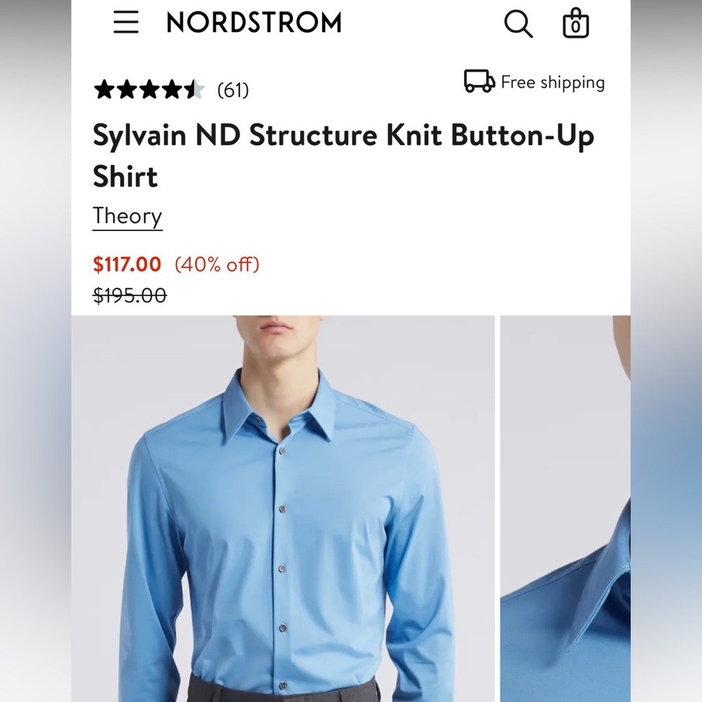Theory Sylvain Structure Knit Button-Up Shirt - Bluef